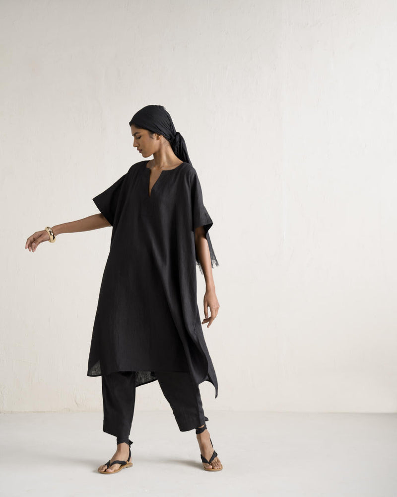 KOSHO KAFTAN SET linen Buy KOSHO KAFTAN SET from C&W | Light Kurta Sets for Women by Ituvana in black color for women in Singapore