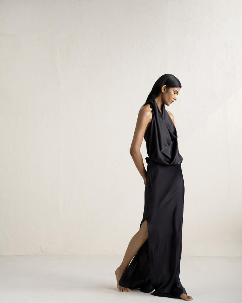 RONGU SKIRT SET silk Buy RONGU SKIRT SET from C&W | Co-Ord Sets for Women by Ituvana in black color for women in Singapore