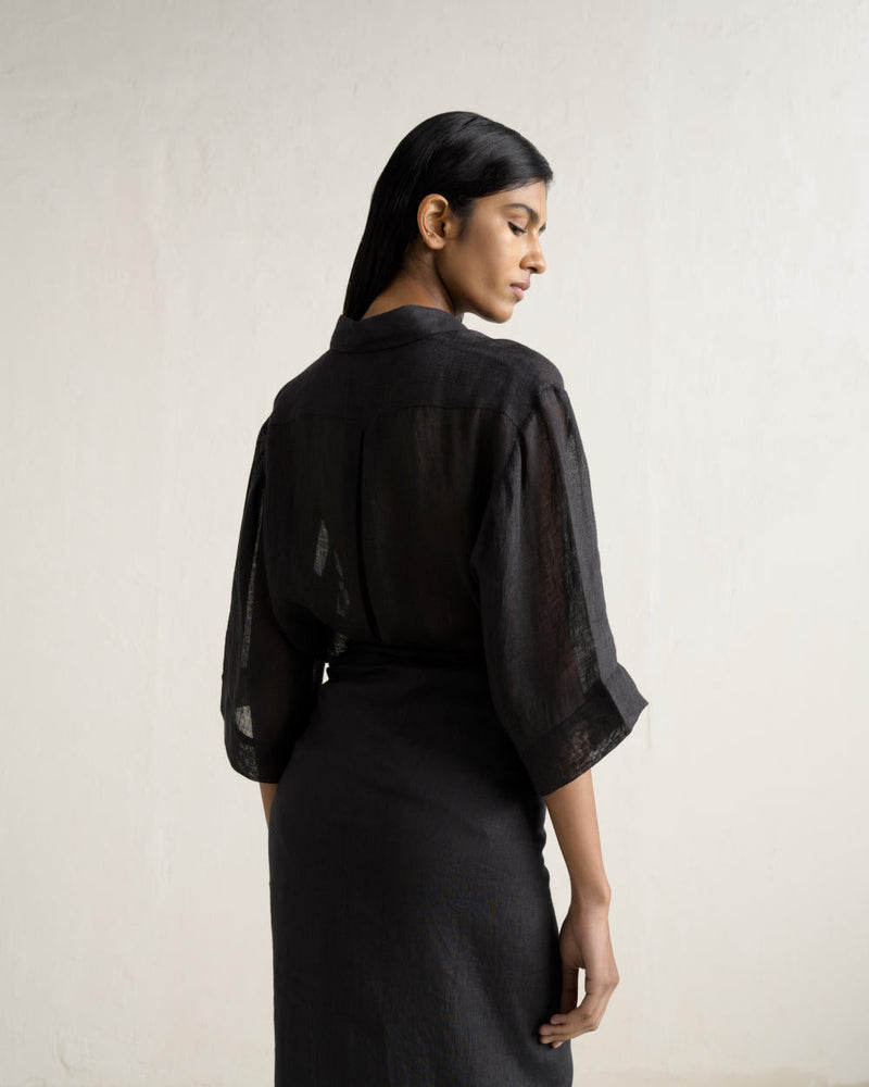 BINDU WRAP SET linen Buy BINDU WRAP SET from C&W | Co-Ord Sets for Women by Ituvana in black color for women in Singapore