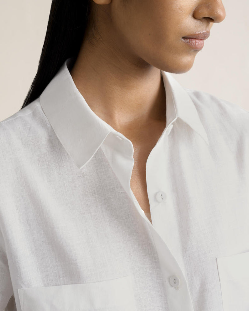 SHATSU LONG SHIRT SET linen Buy SHATSU LONG SHIRT SET from C&W | Co-Ord Sets for Women by Ituvana in white color for women in Singapore
