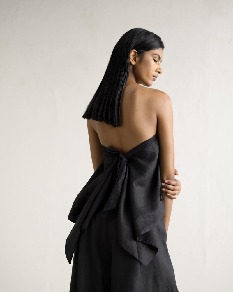 SAIDA TIE UP SET linen Buy SAIDA TIE UP SET from C&W | Co-Ord Sets for Women by Ituvana in black color for women in Singapore