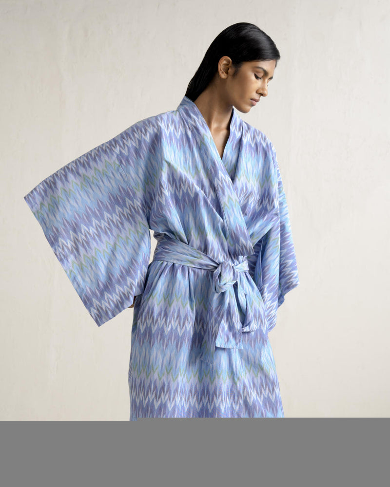 KIMO UNISEX DRESSING ROBE-BLUE 100% cotton Buy KIMO UNISEX DRESSING ROBE from C&W | Tunics And Kaftan for Women by Ituvana for women in Singapore
