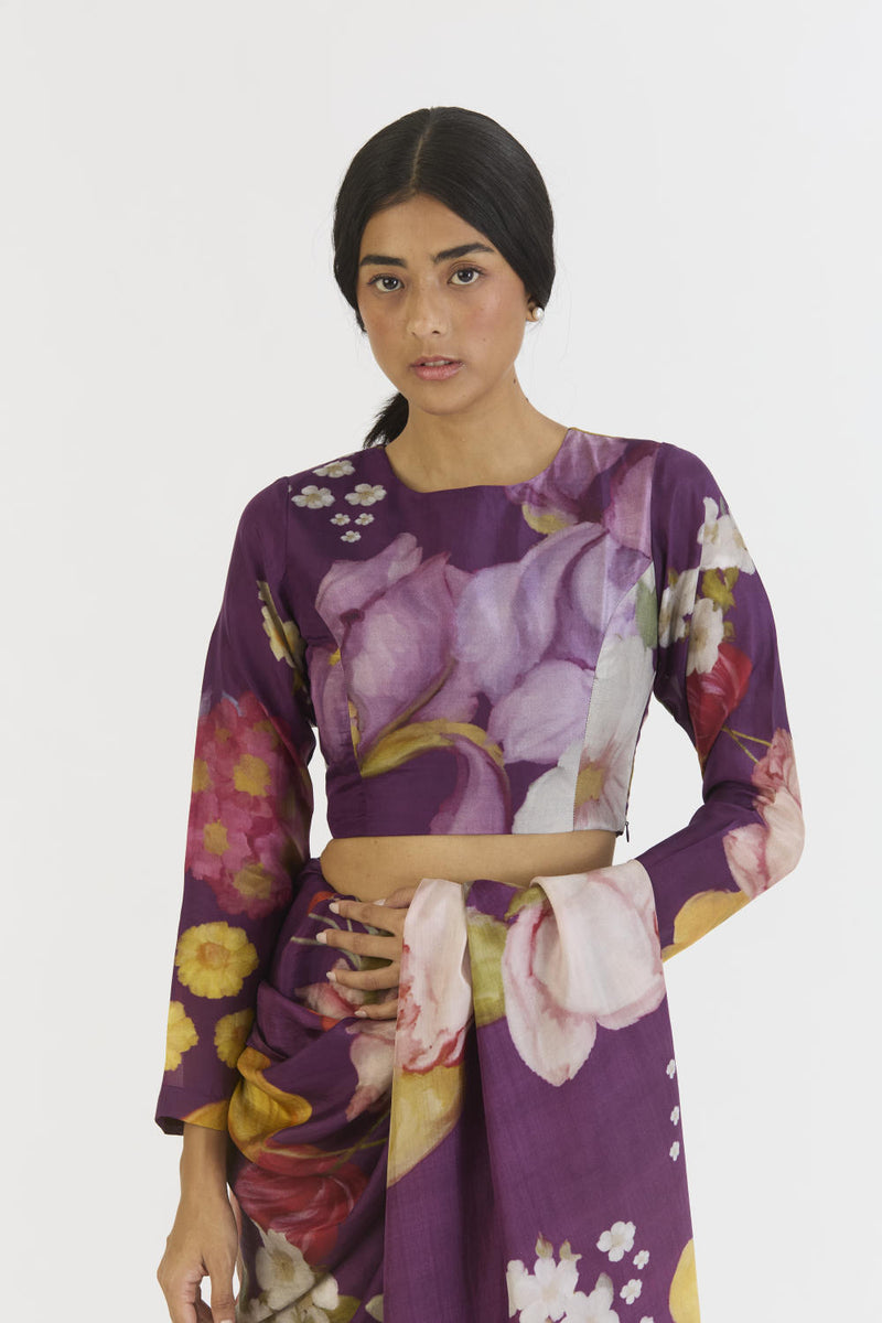 JAMUN BLOUSE silk by Yam in purple color for women in Singapore