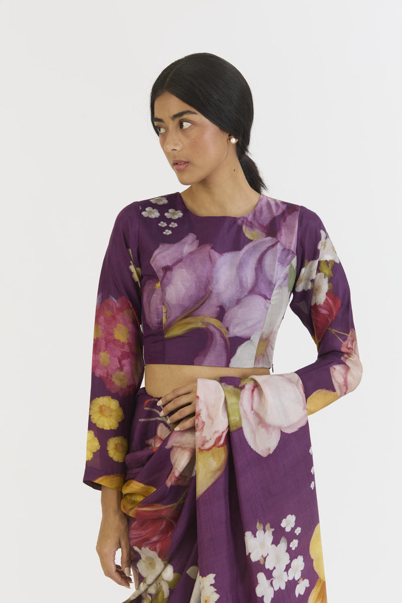 JAMUN BLOUSE silk by Yam in purple color for women in Singapore