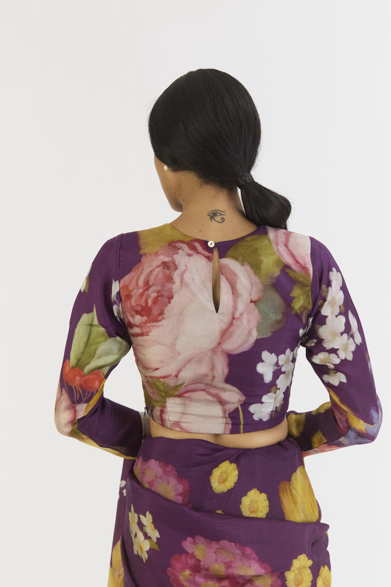 JAMUN BLOUSE silk by Yam in purple color for women in Singapore