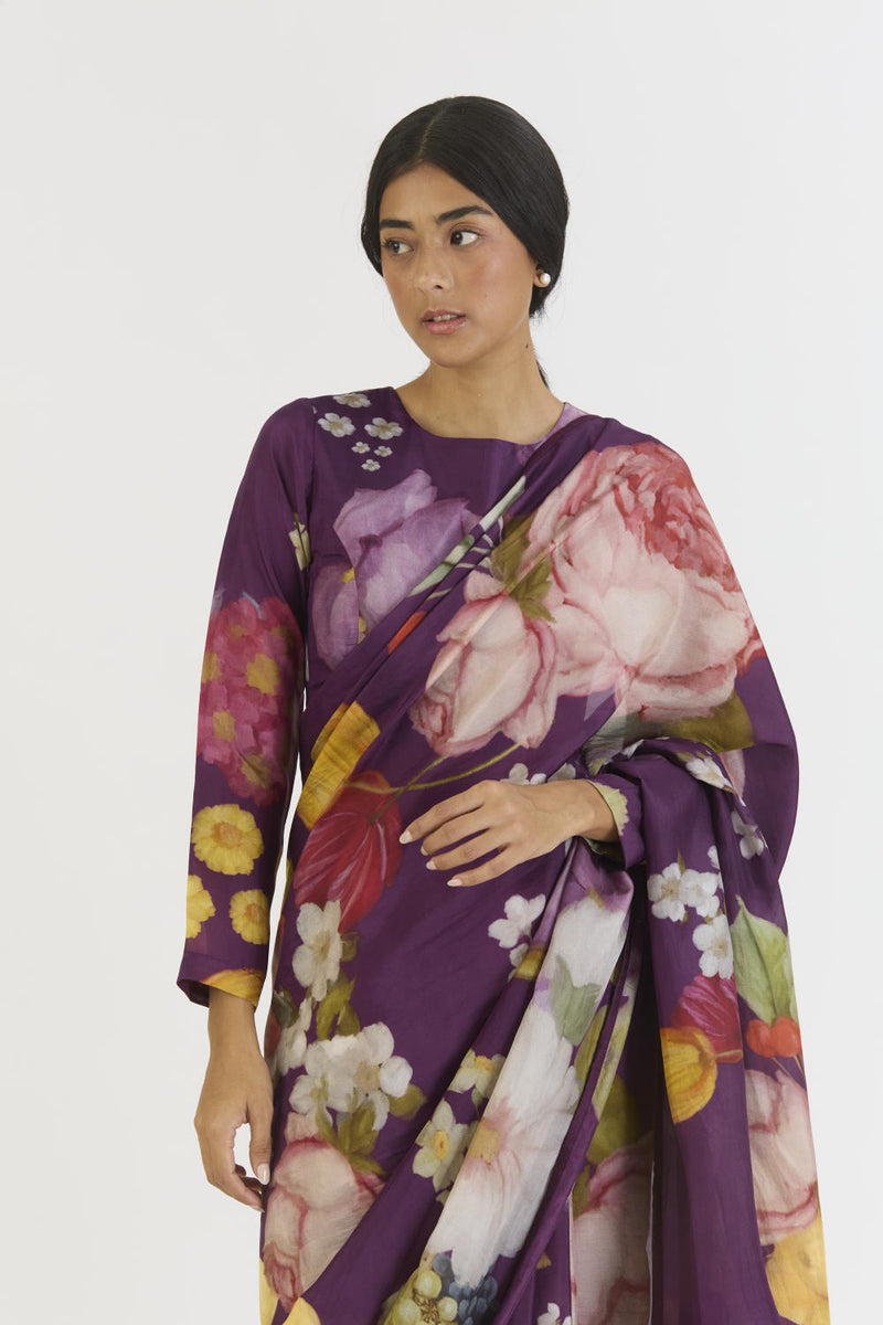 JAMUN BLOUSE silk by Yam in purple color for women in Singapore