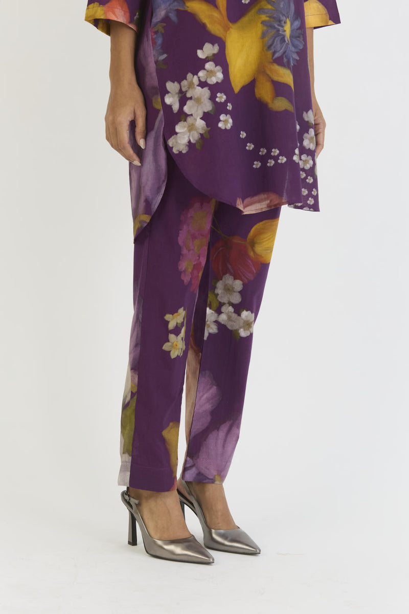 JAMUN SHORT KURTA SET cotton by Yam in purple color for women in Singapore