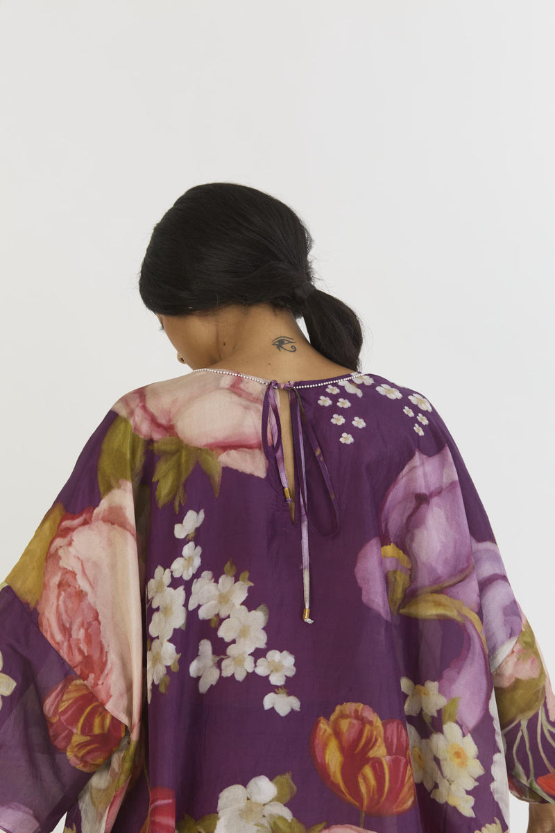 JAMUN KAFTAN SET silk by Yam in purple color for women in Singapore
