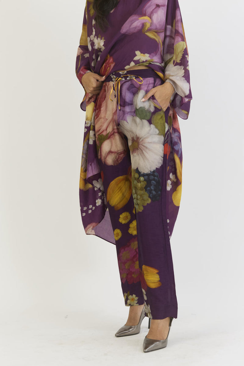 JAMUN KAFTAN SET silk by Yam in purple color for women in Singapore