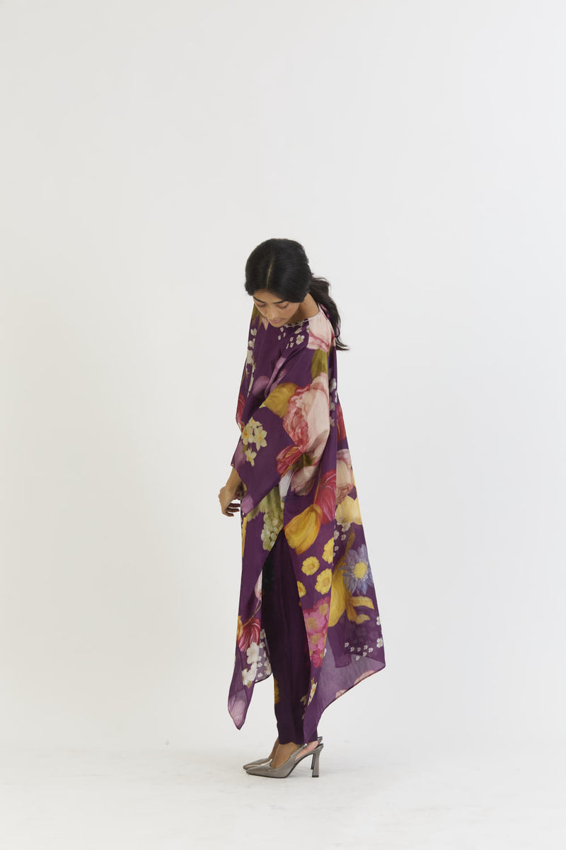 JAMUN KAFTAN SET silk by Yam in purple color for women in Singapore