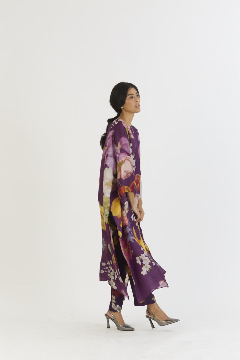JAMUN KAFTAN SET silk by Yam in purple color for women in Singapore