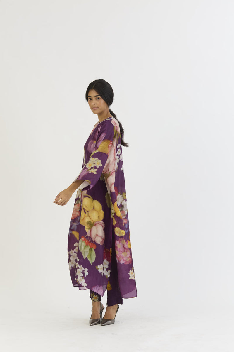 JAMUN KAFTAN SET silk by Yam in purple color for women in Singapore