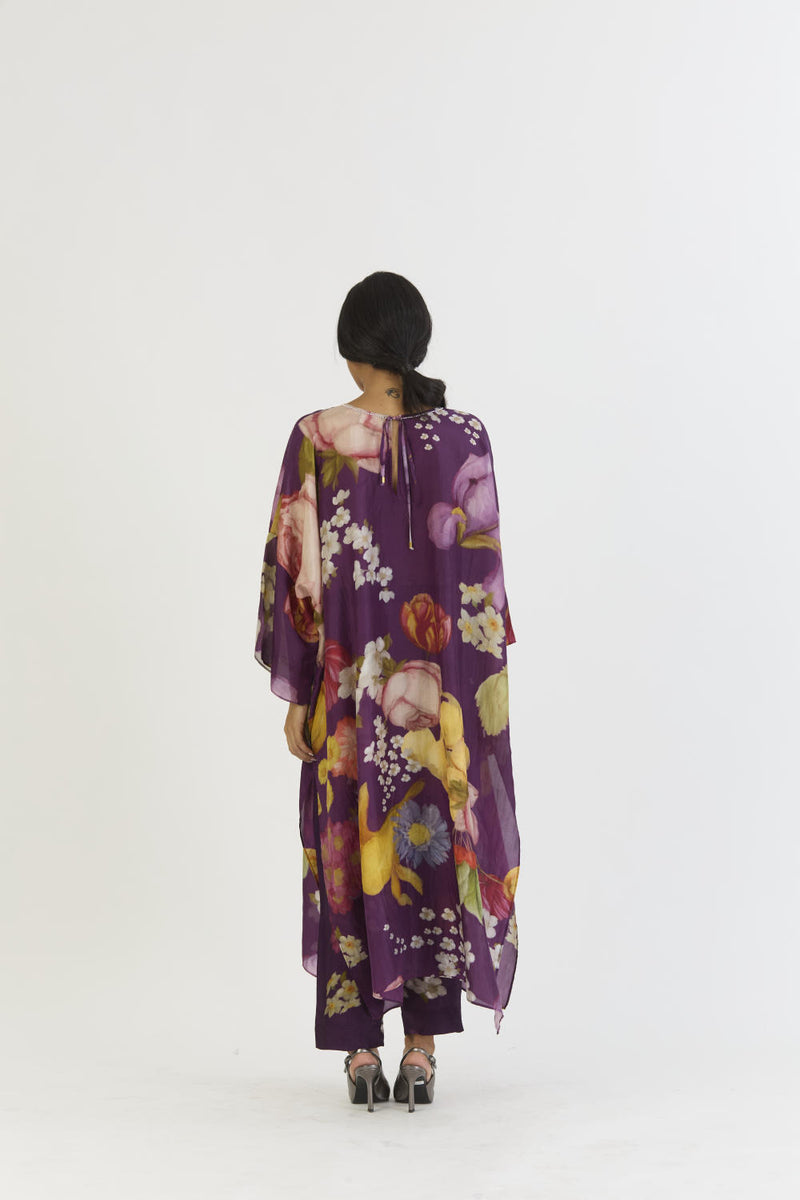 JAMUN KAFTAN SET silk by Yam in purple color for women in Singapore