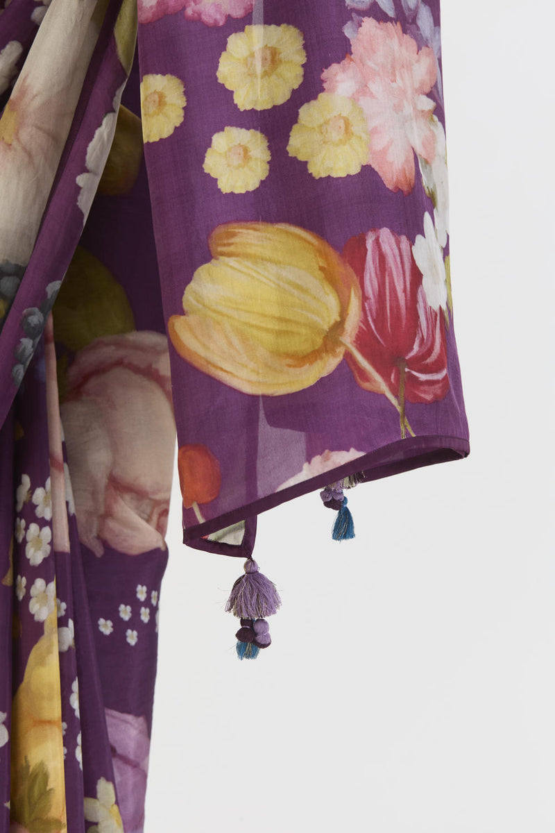 JAMUN SAREE silk by Yam in purple color for women in Singapore