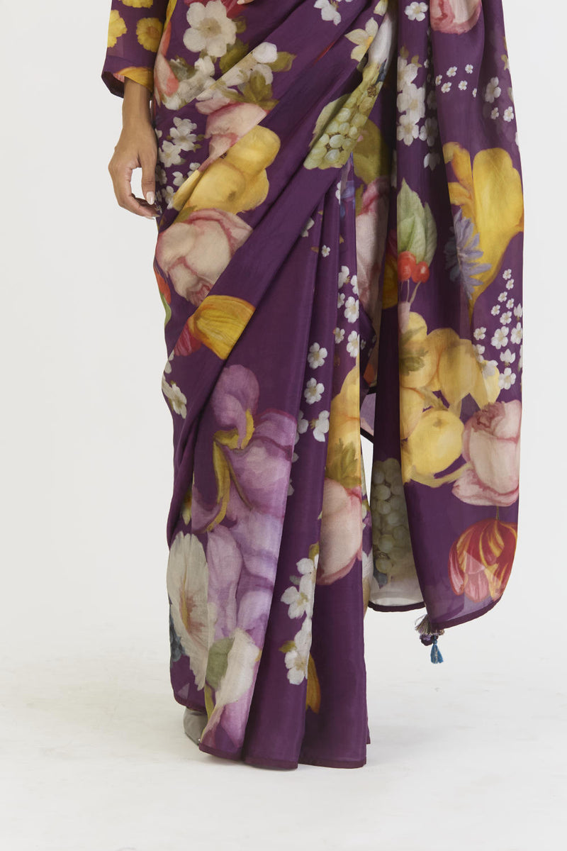 JAMUN SAREE silk by Yam in purple color for women in Singapore