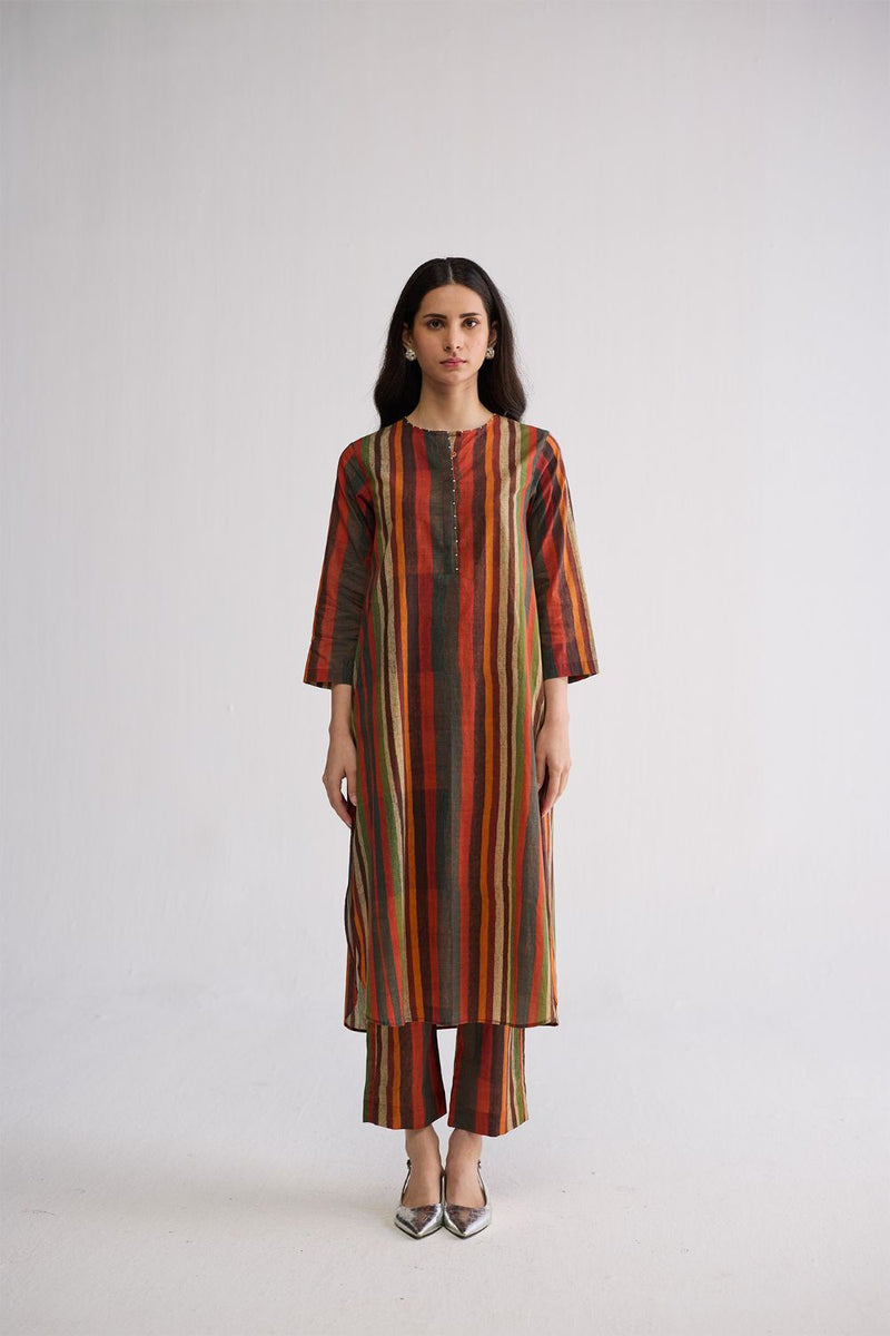 JILIAN LONG KURTA SET cotton cambric kurta/kurta set by YAM in multicolor for women in Singapore