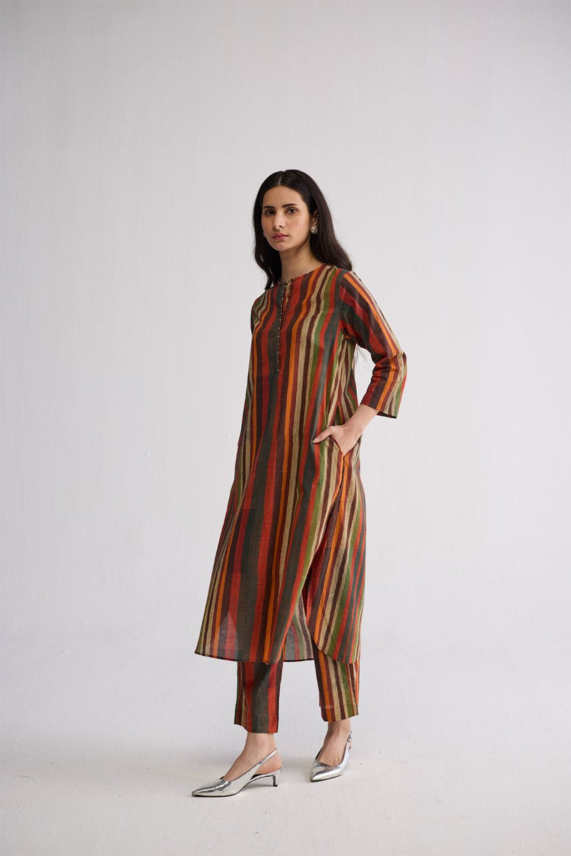 JILIAN LONG KURTA SET cotton cambric kurta/kurta set by YAM in multicolor for women in Singapore
