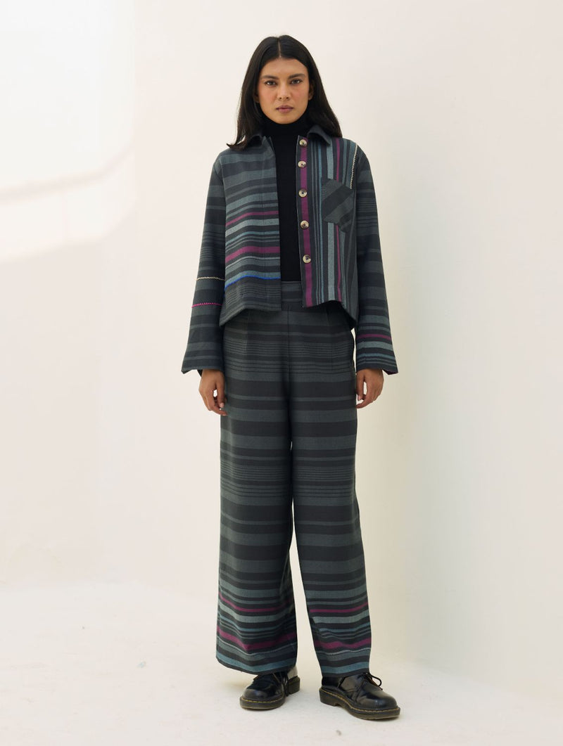 Noelle Merino Wool Shacket - Charcoal by Manan in charcoal color for women in Singapore