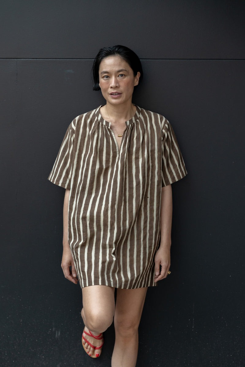 Soho Day Shirt-Brown cotton by World of Crow in brown color for women in Singapore