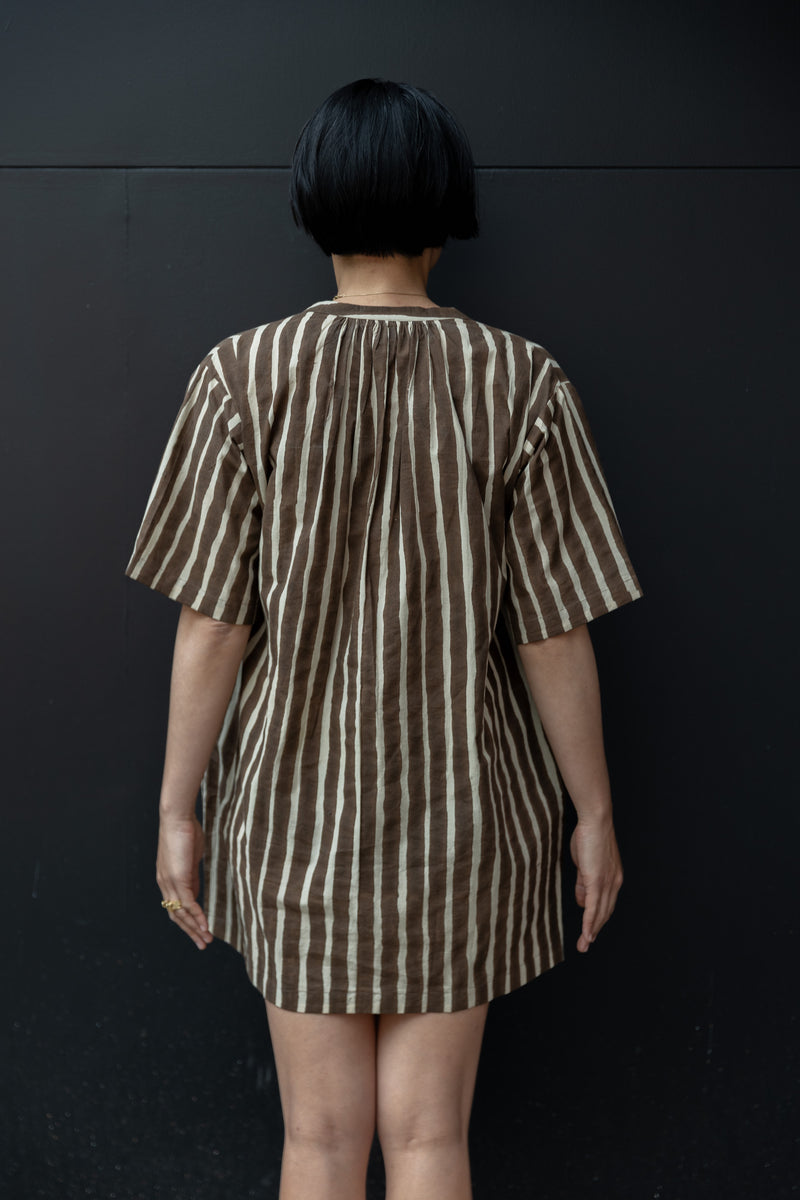 Soho Day Shirt-Brown cotton by World of Crow in brown color for women in Singapore