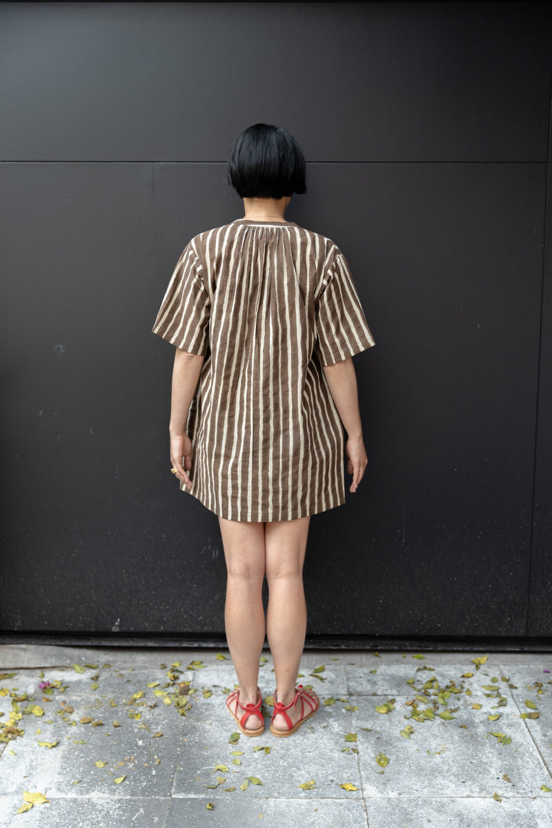 Soho Day Shirt-Brown cotton by World of Crow in brown color for women in Singapore