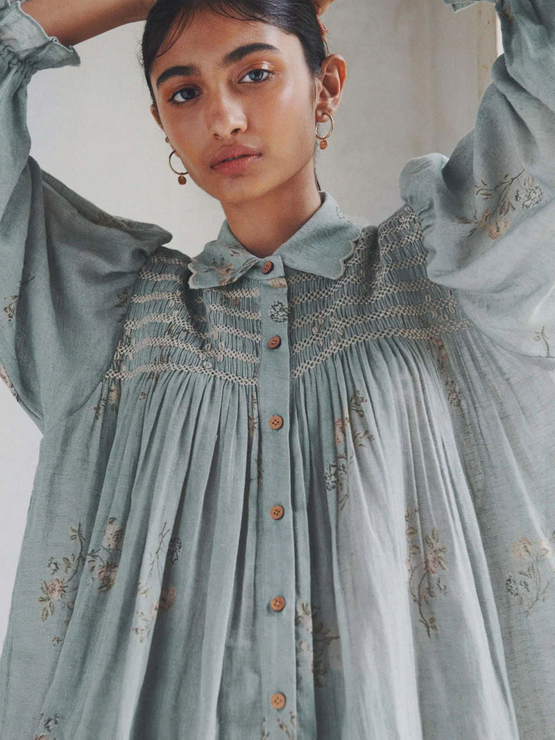 Judy Shirt-Pale Blue cotton top/shirt by CORD in light blue for women in Singapore
