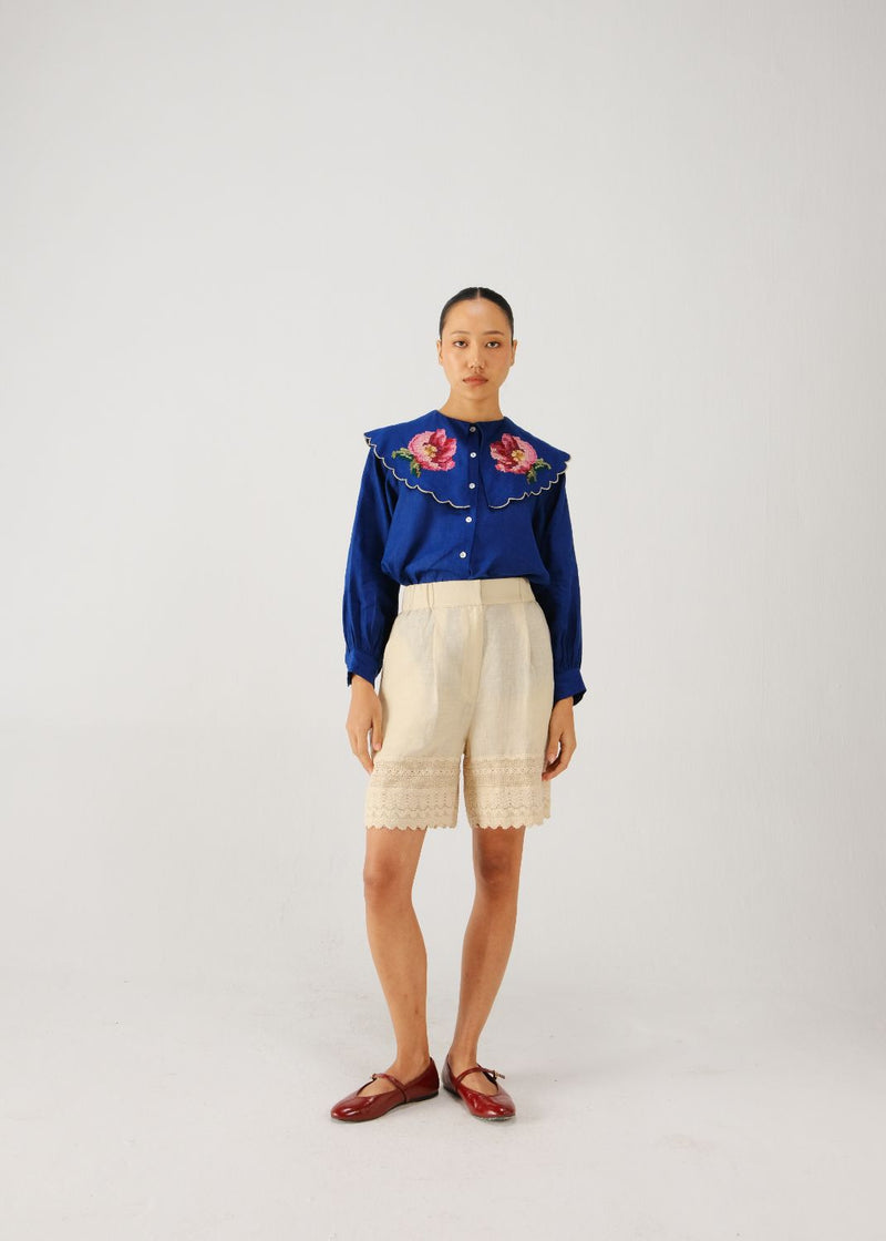 Julia set-Blue rose emb. linen by CORD for women in Singapore
