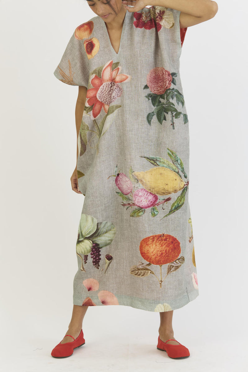 JUNIPER LINEN KAFTAN DRESS linen by Yam in blue color for women in Singapore