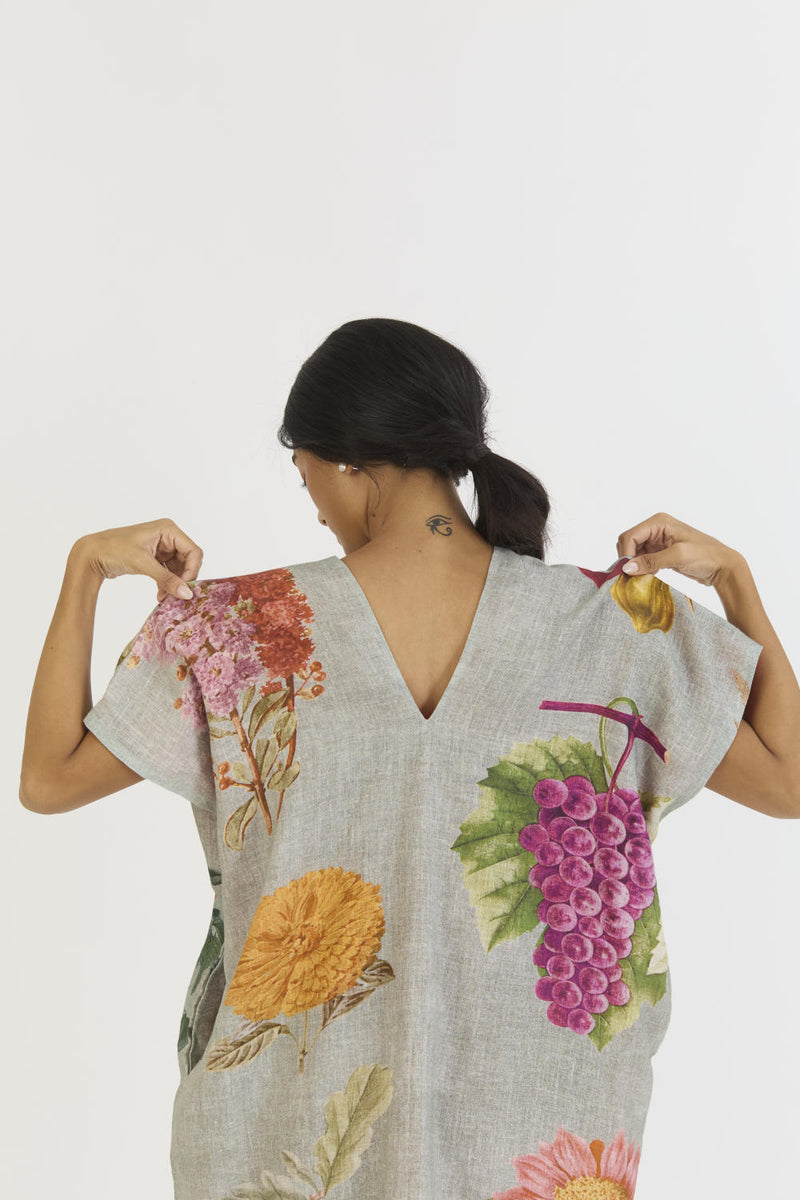 JUNIPER LINEN KAFTAN DRESS linen by Yam in blue color for women in Singapore