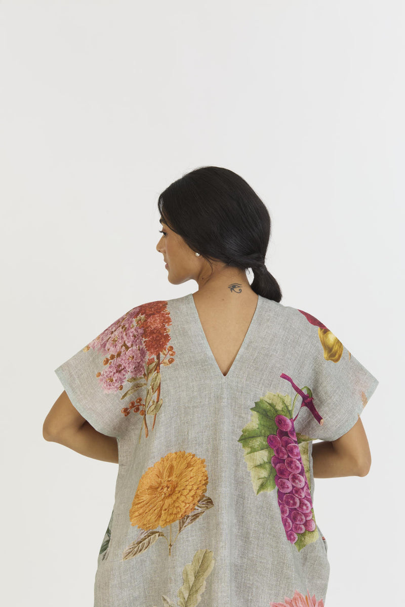 JUNIPER LINEN KAFTAN DRESS linen by Yam in blue color for women in Singapore