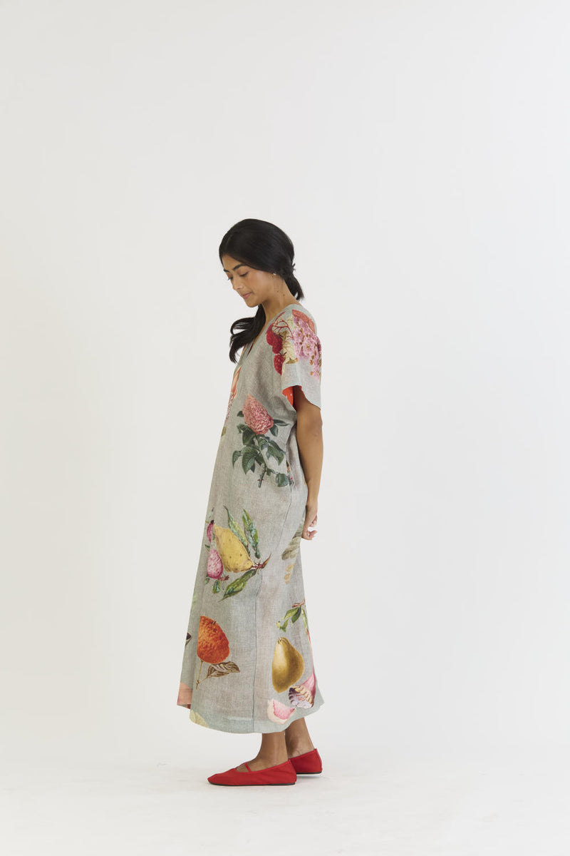 JUNIPER LINEN KAFTAN DRESS linen by Yam in blue color for women in Singapore