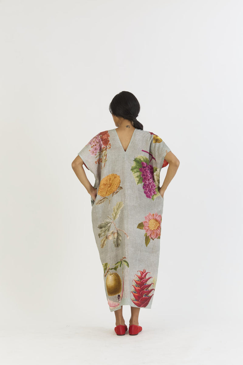 JUNIPER LINEN KAFTAN DRESS linen by Yam in blue color for women in Singapore