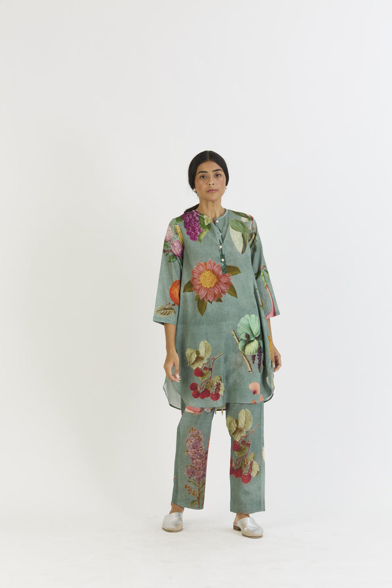 JUNIPER SHORT KURTA SET cotton by Yam in blue color for women in Singapore
