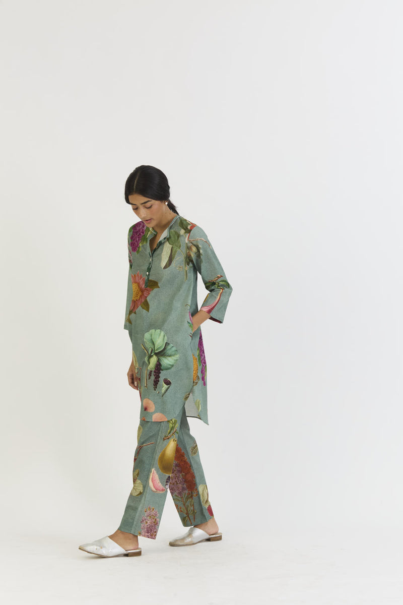 JUNIPER SHORT KURTA SET cotton by Yam in blue color for women in Singapore
