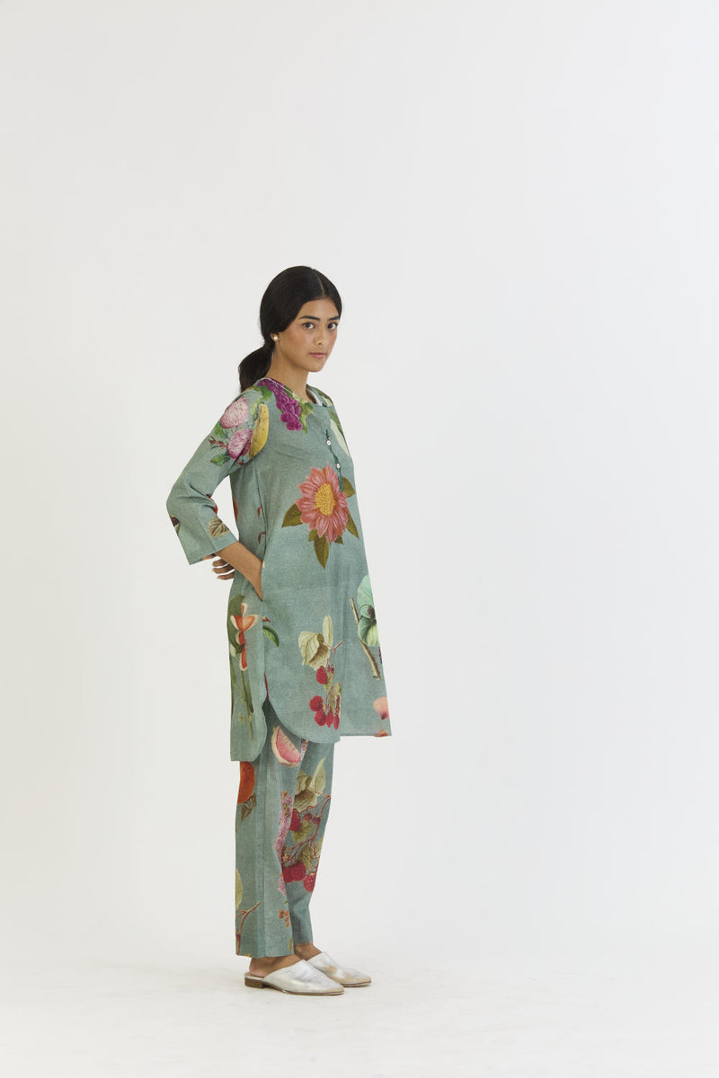 JUNIPER SHORT KURTA SET cotton by Yam in blue color for women in Singapore