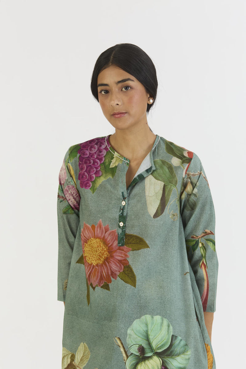 JUNIPER SHORT KURTA SET cotton by Yam in blue color for women in Singapore