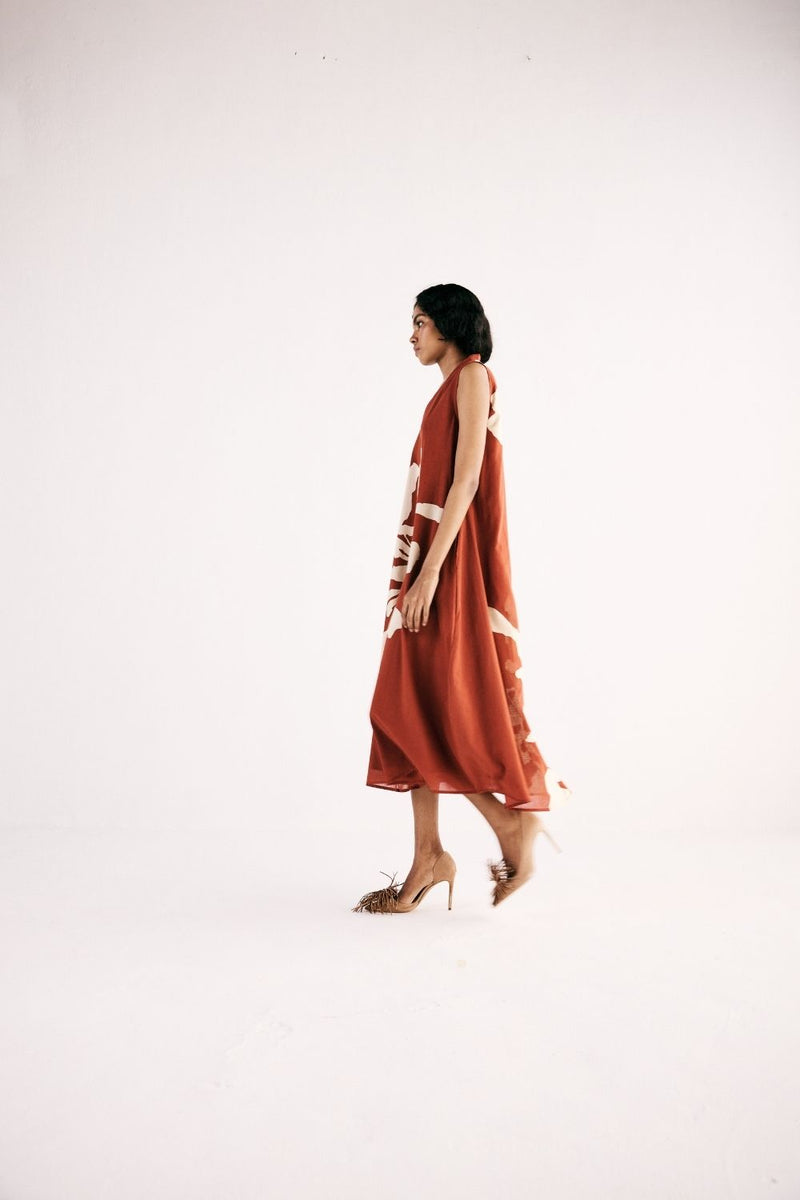 REDWOOD GARDEN DRESS cotton by Khara Kapas in red for women in Singapore
