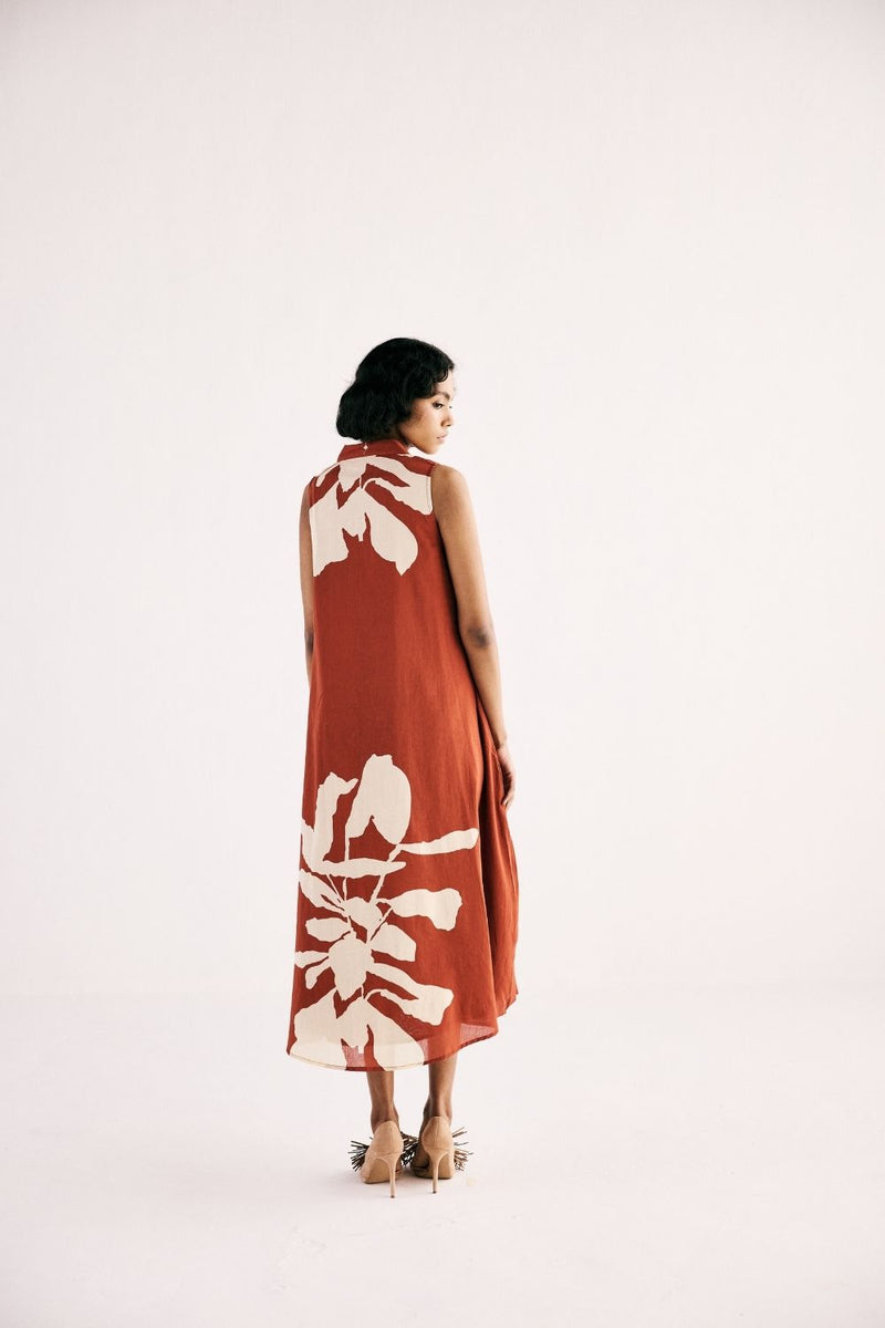 REDWOOD GARDEN DRESS cotton by Khara Kapas in red for women in Singapore
