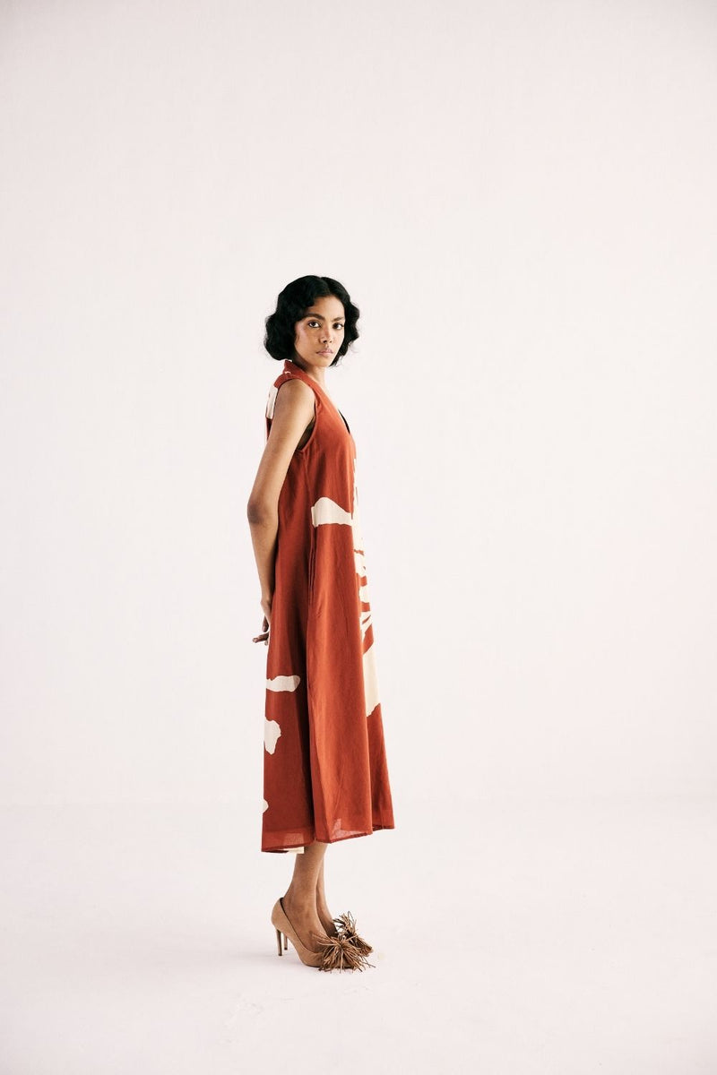REDWOOD GARDEN DRESS cotton by Khara Kapas in red for women in Singapore