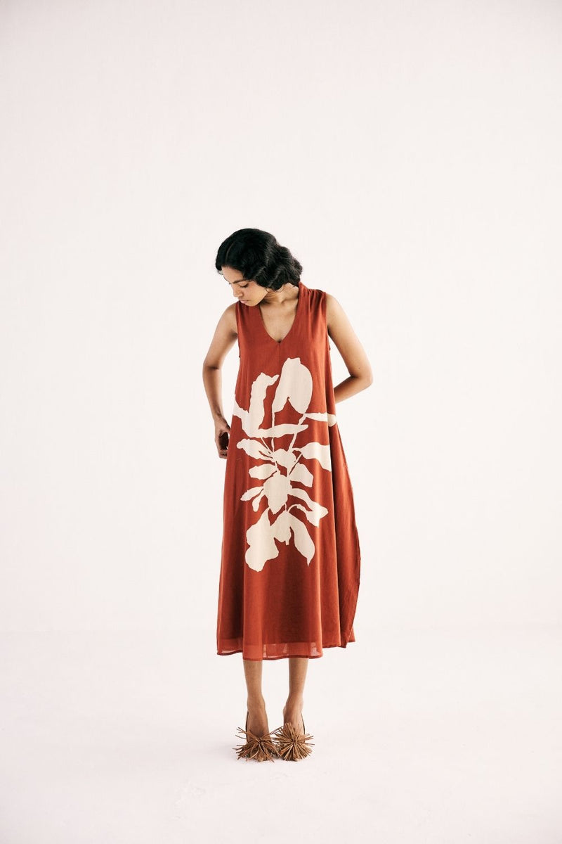 REDWOOD GARDEN DRESS cotton by Khara Kapas in red for women in Singapore