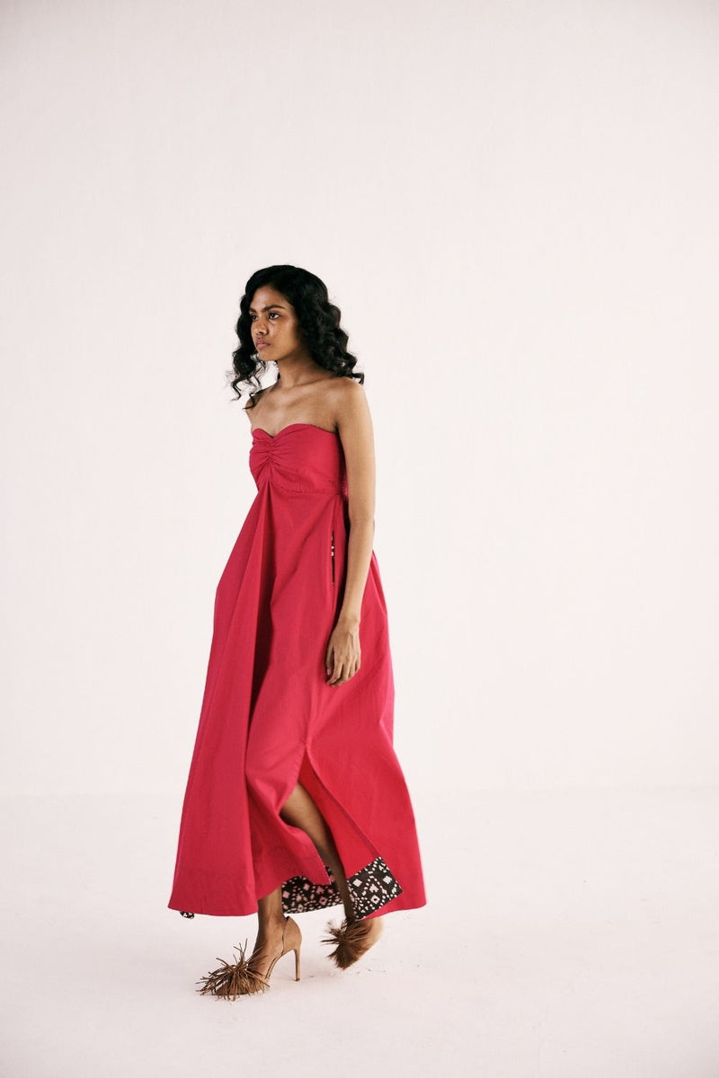 FUCHSIA FLAME GOWN poplin by Khara Kapas in pink for women in Singapore