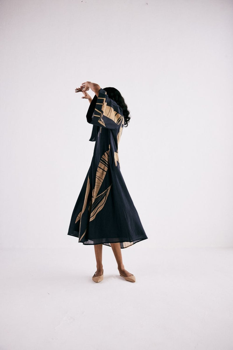 PARADISE POP DRESS cotton by Khara Kapas in charcoal for women in Singapore