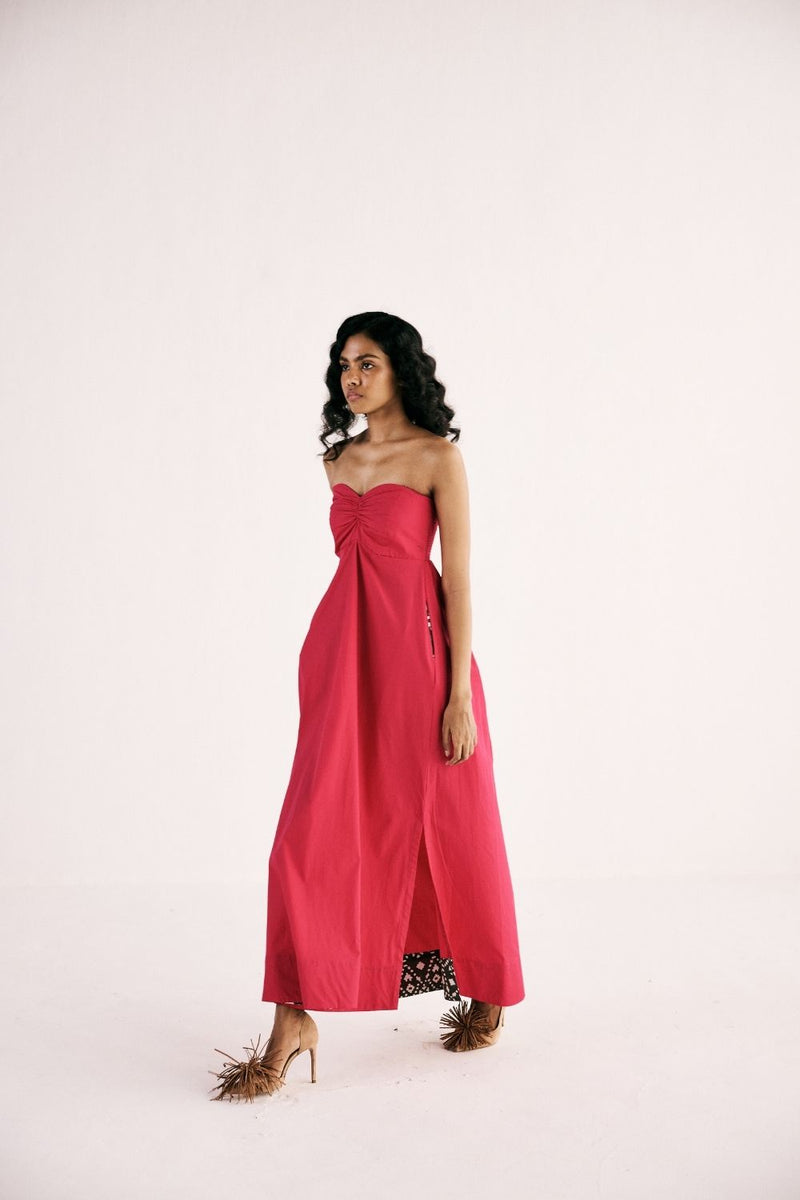 FUCHSIA FLAME GOWN poplin by Khara Kapas in pink for women in Singapore