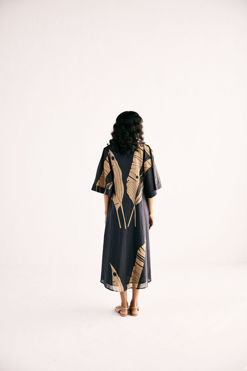 PARADISE POP DRESS cotton by Khara Kapas in charcoal for women in Singapore
