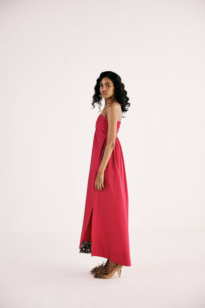 FUCHSIA FLAME GOWN poplin by Khara Kapas in pink for women in Singapore