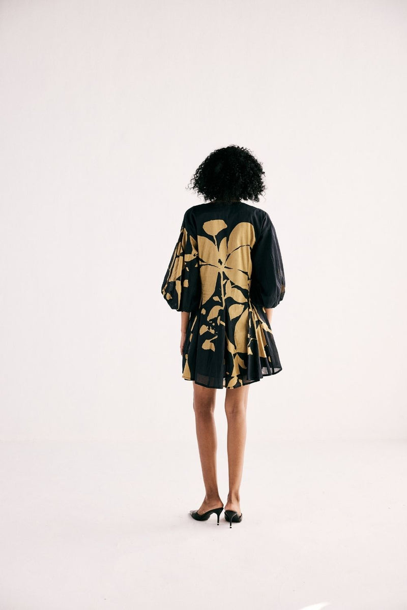 PETAL WHISPERS DRESS cotton by Khara Kapas in charcoal for women in Singapore