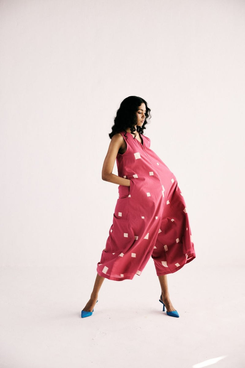 PINK MATRIX JUMPSUIT cotton by Khara Kapas in pink for women in Singapore