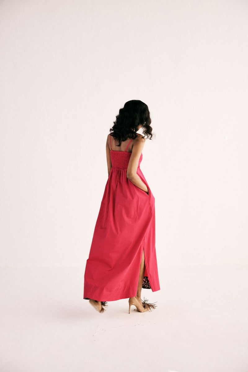 FUCHSIA FLAME GOWN poplin by Khara Kapas in pink for women in Singapore