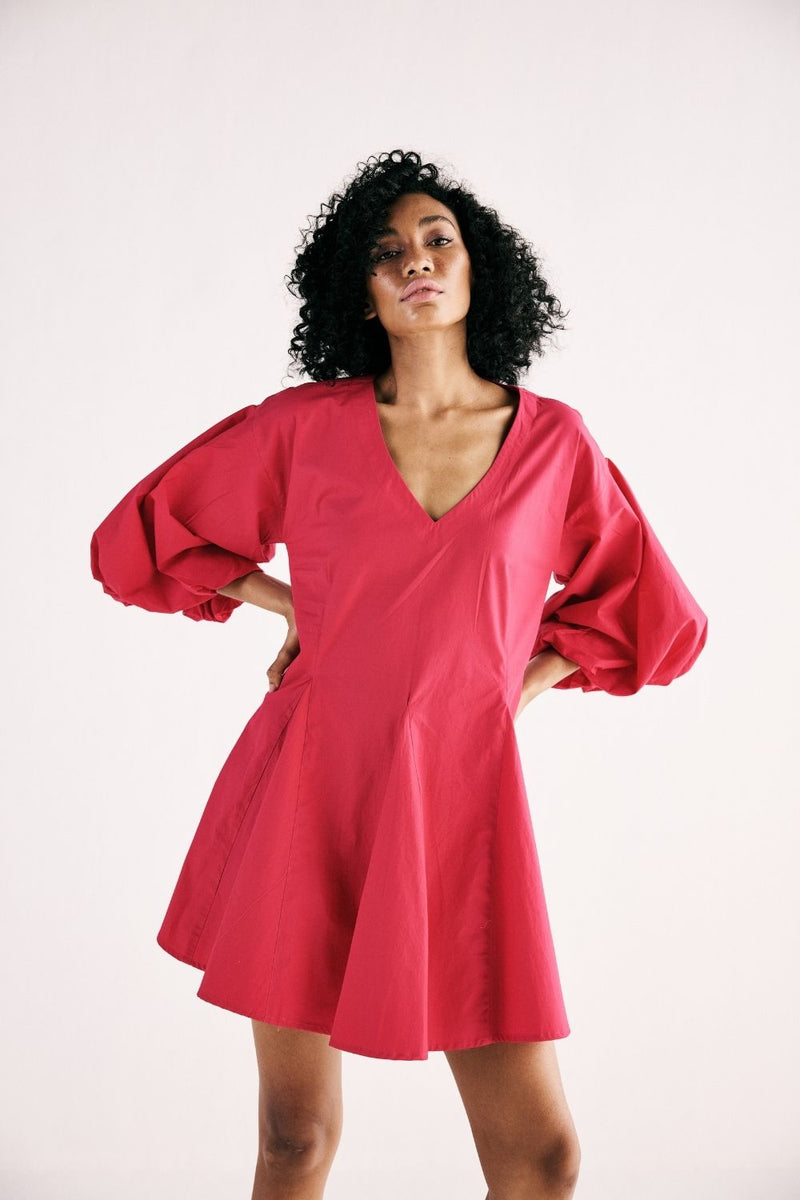 FLAMINGO BLAZE DRESS poplin by Khara Kapas in pink for women in Singapore
