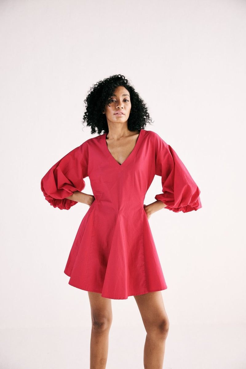 FLAMINGO BLAZE DRESS poplin by Khara Kapas in pink for women in Singapore